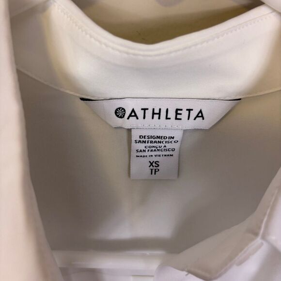 New Athleta White Collared Urbanite II Camisole Button Front Sleeveless Top XS - Picture 7 of 8